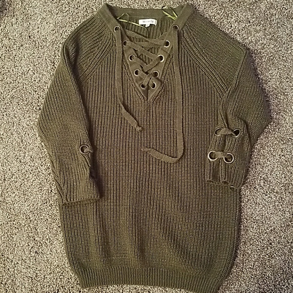 A V-neck sweater